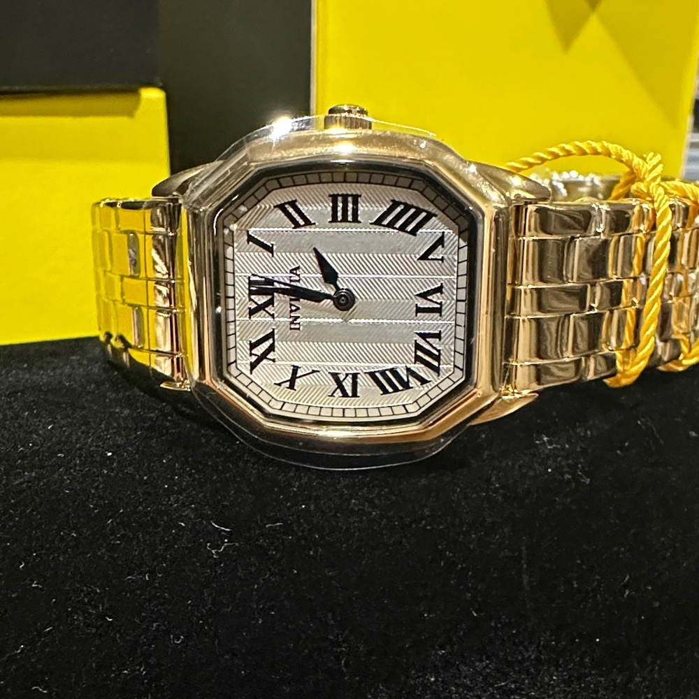 Invicta Gold Timepiece with Black Roman Numerals
